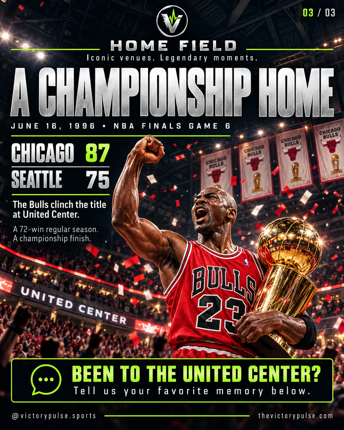 Illustrated championship tribute: Chicago defeated Seattle 87 to 75 in Game 6 on June 16, 1996